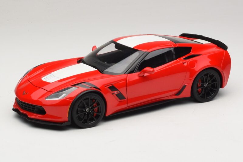 Chevrolet Corvette C7 Grand Sport Rood met Witte Strepen AUTOart 1:18 71274 Composiet