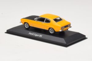 Ford Capri Mk1 RS Geel met Zwarte Motorkap Maxichamps 1:43 940085800 Metaal — afbeelding 3 van 4