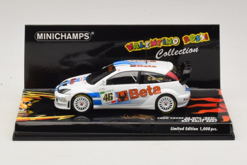 Ford Focus RS WRC #46 V. Rossi / C. Cassina RAC Rally 2007 Beschadigde Doos Minichamps 1:43 400078446-O1 Metaal