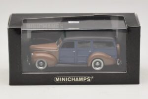 Ford V8 De Luxe Woody Station Wagon Bruin Blauw Minichamps 1:43 400082112 Metaal — afbeelding 4 van 4