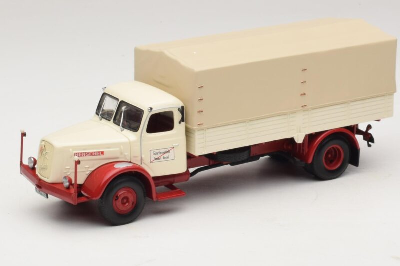 Henschel HS 140 Platte Vrachtwagen Wit Rood Minichamps 1:43 439171020 Metaal
