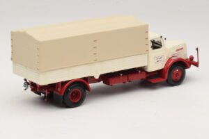 Henschel HS 140 Platte Vrachtwagen Wit Rood Minichamps 1:43 439171020 Metaal — afbeelding 2 van 6