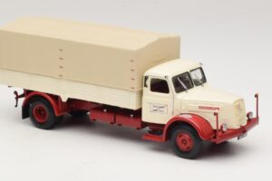 Henschel HS 140 Platte Vrachtwagen Wit Rood Minichamps 1:43 439171020 Metaal — afbeelding 4 van 6