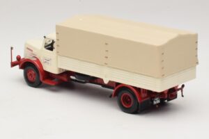 Henschel HS 140 Platte Vrachtwagen Wit Rood Minichamps 1:43 439171020 Metaal — afbeelding 5 van 6