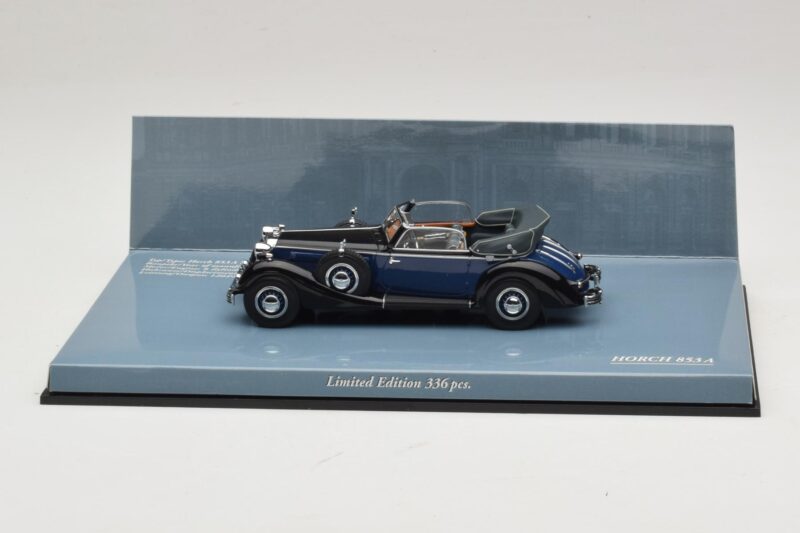 Horch 853 A Sport Cabriolet Zwart Blauw Minichamps 1:43 436012036 Metaal