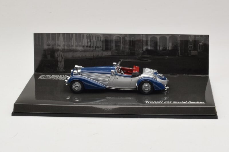 Horch 855 Special Roadster Zilver Blauw Minichamps 1:43 436014202 Metaal