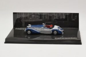 Horch 855 Special Roadster Zilverblauw Zonder Buitendoos Minichamps 1:43 436014202-O1 Metaal