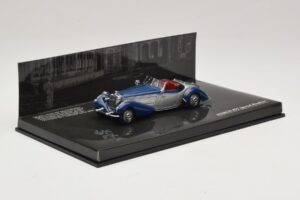 Horch 855 Special Roadster Zilverblauw Zonder Buitendoos Minichamps 1:43 436014202-O1 Metaal — afbeelding 2 van 4