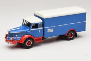 Krupp Titan Gesloten Vrachtwagen Blauw Rood Minichamps 1:43 439069040 Metaal