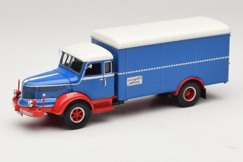 Krupp Titan Gesloten Vrachtwagen Blauw Rood Minichamps 1:43 439069040 Metaal