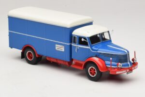 Krupp Titan Gesloten Vrachtwagen Blauw Rood Minichamps 1:43 439069040 Metaal — afbeelding 4 van 6