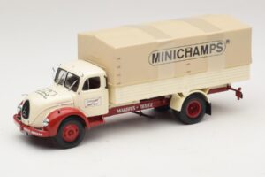 Magirus-Deutz S 7500 Jupiter Platte Vrachtwagen Wit Rood Minichamps 1:43 439141022 Metaal