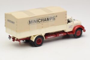 Magirus-Deutz S 7500 Jupiter Platte Vrachtwagen Wit Rood Minichamps 1:43 439141022 Metaal — afbeelding 2 van 6