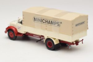 Magirus-Deutz S 7500 Jupiter Platte Vrachtwagen Wit Rood Minichamps 1:43 439141022 Metaal — afbeelding 5 van 6