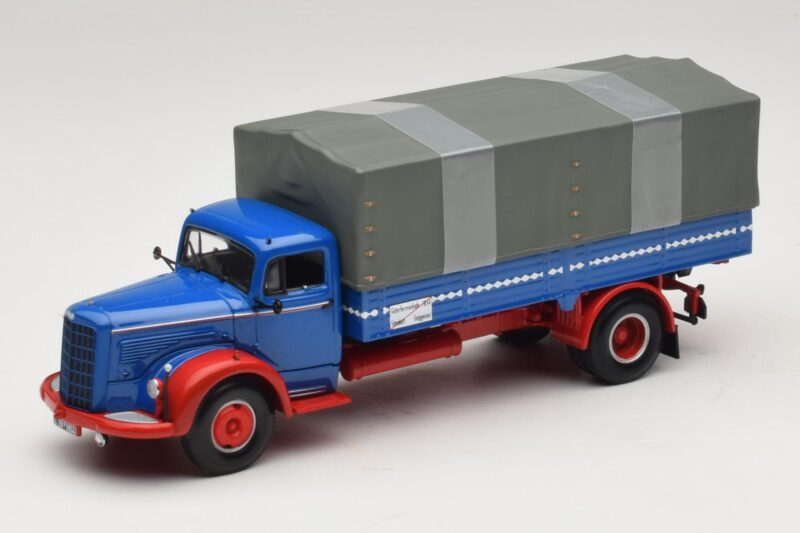 Mercedes L 315 Platformwagen Blauw Rood Minichamps 1:43 439034420 Metaal