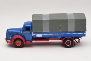 Mercedes L 315 Platformwagen Blauw Rood Minichamps 1:43 439034420 Metaal — afbeelding 3 van 6