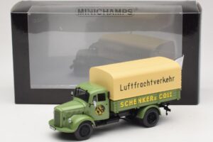 Mercedes L 3500 Platte Vrachtwagen Schenker Minichamps 1:43 439350028 Metaal — afbeelding 6 van 6