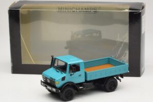Mercedes Unimog 1300 L Platformwagen Blauw Minichamps 1:43 439033020 Metaal — afbeelding 6 van 6