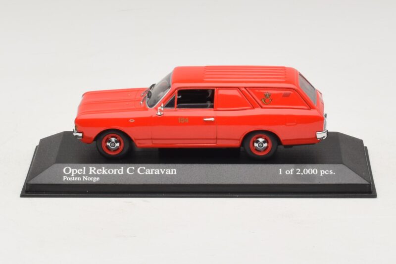 Opel Rekord Caravan Norwegian Post Minichamps 1:43 433046195 Metaal