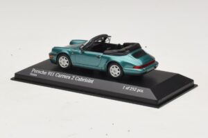 Porsche 911 964 Carrera 2 Cabriolet Turkoois Minichamps 1:43 430067332 Metaal — afbeelding 3 van 4