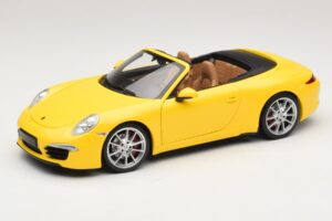 Porsche 911 991 Carrera S Cabriolet Geel Minichamps 1:18 100061031 Metaal