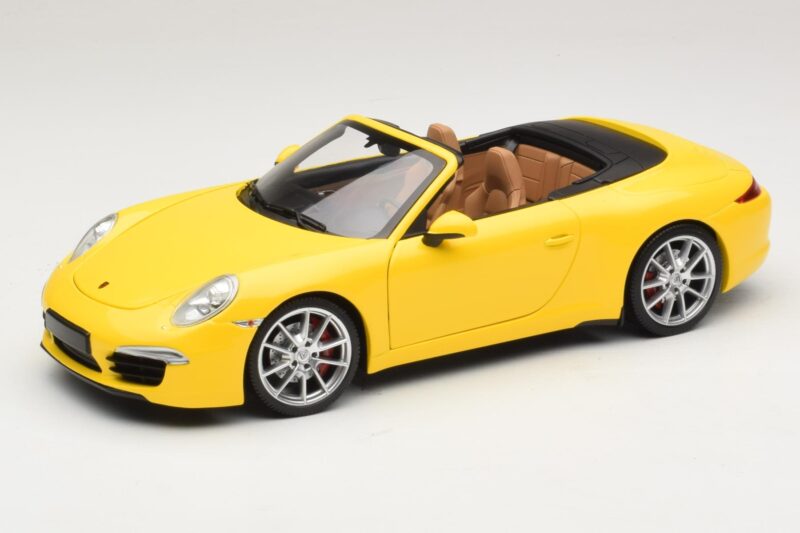 Porsche 911 991 Carrera S Cabriolet Geel Minichamps 1:18 100061031 Metaal