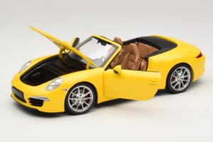 Porsche 911 991 Carrera S Cabriolet Geel Minichamps 1:18 100061031 Metaal — afbeelding 2 van 8