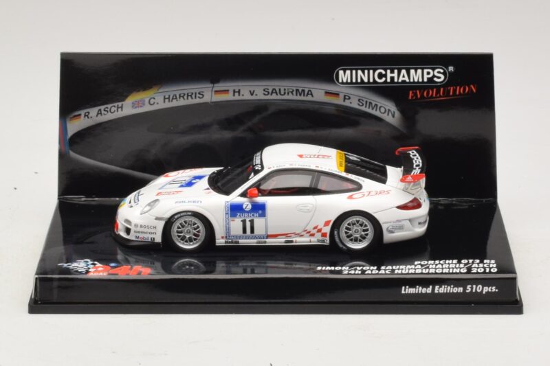 Porsche 911 997 GT3 RS #11 24 Hours Nurburgring 2010 Minichamps 1:43 Porsche 911 997 GT3 RS #11 24 Hours Nurburgring 2010 Minichamps 1:43 437106711 Metaal