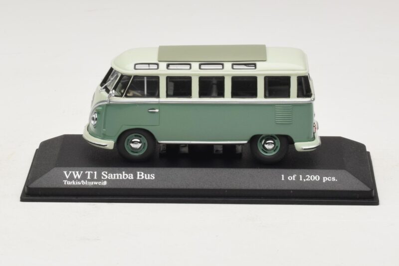 Volkswagen T1 Samba Bus Turkoois Blauw Wit Minichamps 1:43 430052306 Metaal