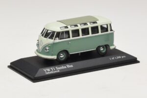 Volkswagen T1 Samba Bus Turkoois Blauw Wit Minichamps 1:43 430052306 Metaal — afbeelding 2 van 4