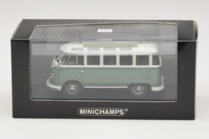 Volkswagen T1 Samba Bus Turkoois Blauw Wit Minichamps 1:43 430052306 Metaal — afbeelding 4 van 4
