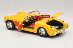 Chevrolet Corvette C1 Cabriolet Geel Rood Bburago 1:18 3034-M2 Metaal — afbeelding 5 van 8