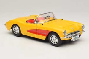 Chevrolet Corvette C1 Cabriolet Geel Rood Bburago 1:18 3034-M2 Metaal — afbeelding 6 van 8