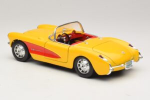 Chevrolet Corvette C1 Cabriolet Geel Rood Bburago 1:18 3034-M2 Metaal — afbeelding 7 van 8