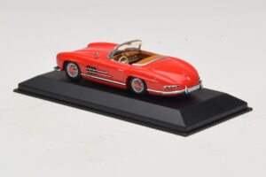 Mercedes 300 SL W198 Rood Met Bruin Interieur Minichamps 1:43 MB009 Metaal — afbeelding 3 van 5