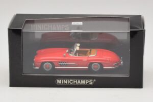 Mercedes 300 SL W198 Rood Met Bruin Interieur Minichamps 1:43 MB009 Metaal — afbeelding 5 van 5