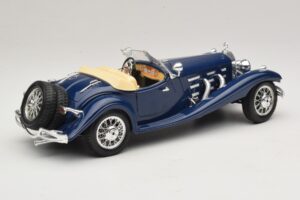 Mercedes 500K Roadster Blauw Bburago 1:20 3070 Metaal — afbeelding 3 van 8