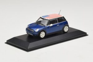 Mini Cooper S R53 Blauw Met Amerikaanse Vlag Minichamps 1:43 MINI014 Metaal — afbeelding 2 van 5