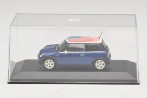 Mini Cooper S R53 Blauw Met Amerikaanse Vlag Minichamps 1:43 MINI014 Metaal — afbeelding 4 van 5
