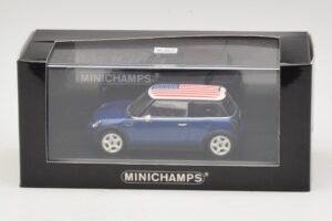 Mini Cooper S R53 Blauw Met Amerikaanse Vlag Minichamps 1:43 MINI014 Metaal — afbeelding 5 van 5