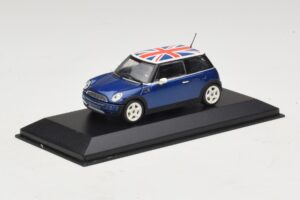 Mini Cooper S R53 Blauw Met Britse Vlag Minichamps 1:43 MINI026 Metaal — afbeelding 2 van 4