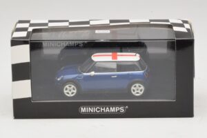 Mini Cooper S R53 Blauw Met Engelse Vlag Minichamps 1:43 MINI012 Metaal — afbeelding 5 van 5