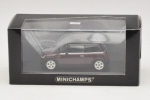 Mini Cooper S R53 Donkerrood Met Zwart Dak Minichamps 1:43 MINI028 Metaal — afbeelding 5 van 5
