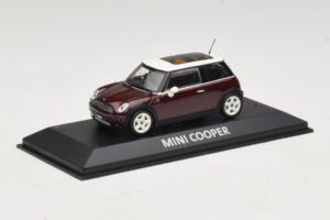 Mini Cooper S R53 Donkerrood Met Panoramadak Minichamps 1:43 MINI019 Metaal — afbeelding 2 van 4