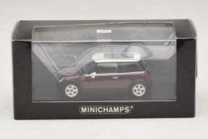 Mini Cooper S R53 Donkerrood Met Panoramadak Minichamps 1:43 MINI019 Metaal — afbeelding 4 van 4