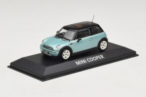 Mini Cooper S R53 Lichtblauw Metallic Met Zwart Dak Minichamps 1:43 MINI030 Metaal — afbeelding 2 van 4
