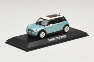 Mini Cooper S R53 Lichtblauw Metallic Met Panoramadak Minichamps 1:43 MINI018 Metaal — afbeelding 2 van 4