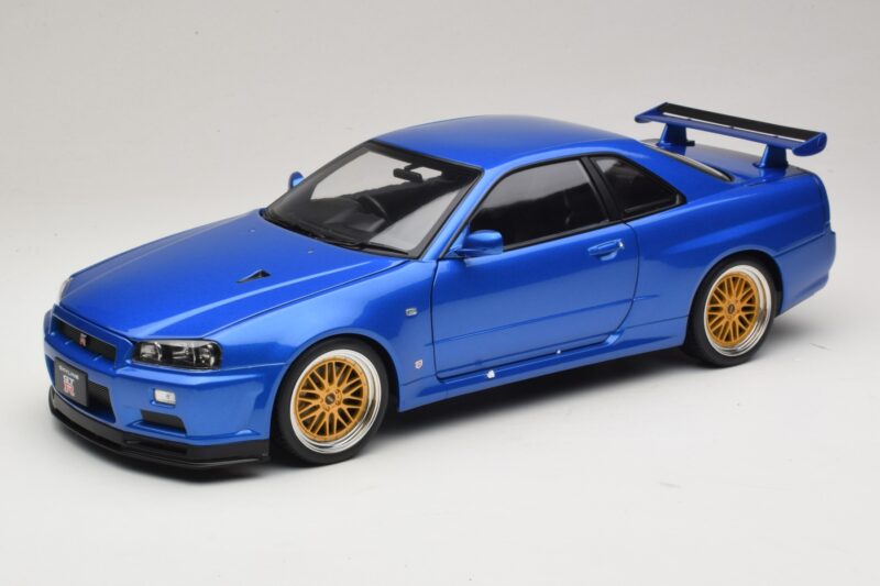 Nissan Skyline GT-R R34 V-Spec II Blauw Metallic BBS Velgen KK-Scale 1:12 KKDC120211-2 Metaal
