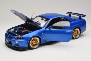 Nissan Skyline GT-R R34 V-Spec II Blauw Metallic BBS Velgen KK-Scale 1:12 KKDC120211-2 Metaal — afbeelding 2 van 8