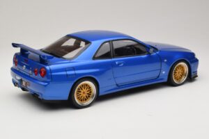 Nissan Skyline GT-R R34 V-Spec II Blauw Metallic BBS Velgen KK-Scale 1:12 KKDC120211-2 Metaal — afbeelding 3 van 8